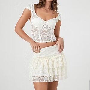 Forever 21 Lace Mini Womens High Rise Flared Skirt